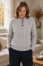 Aveline™ Cable-Knit Button Collar Sweater