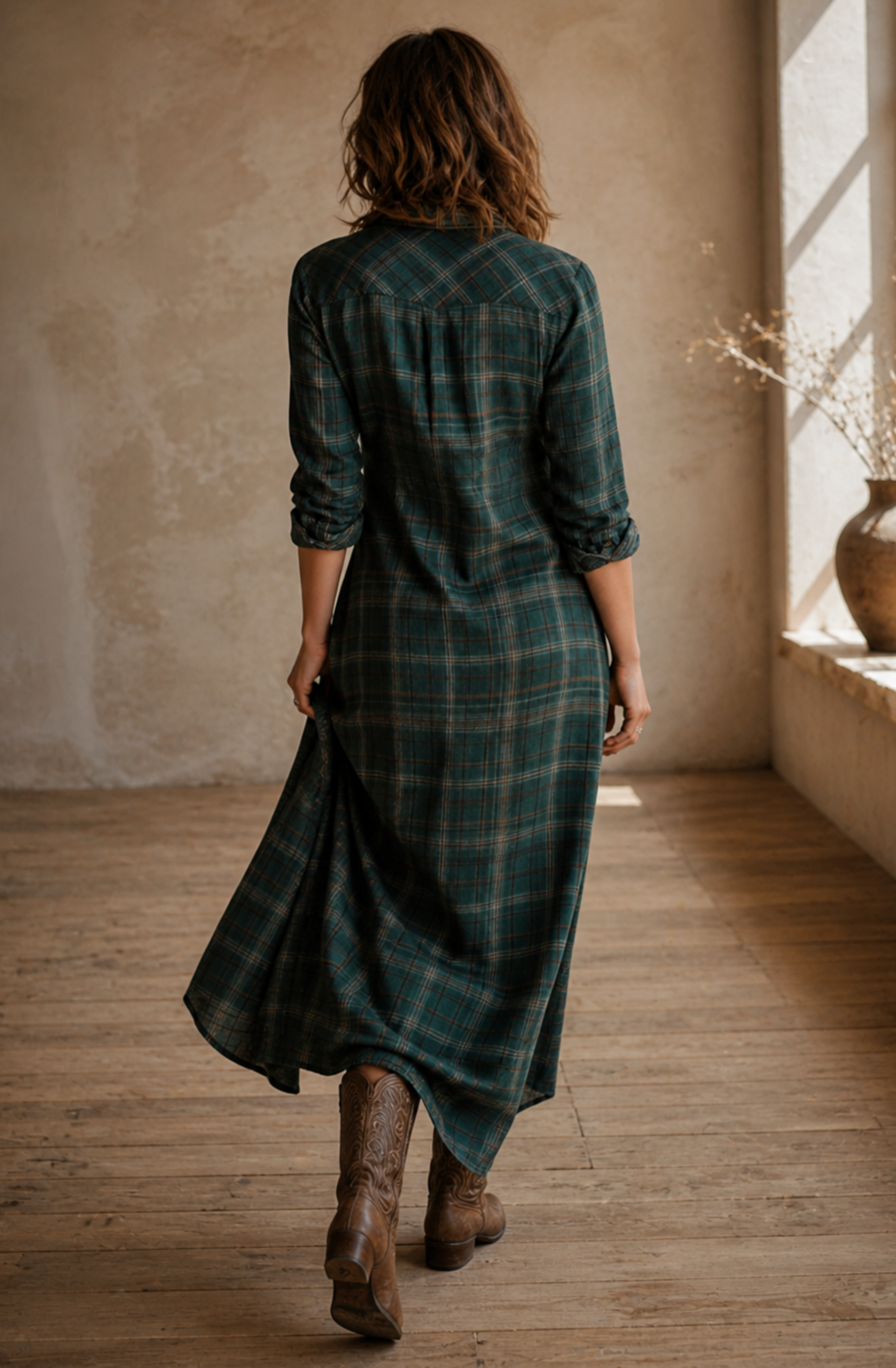 Clara’s™ | Effortless Plaid Shirt Maxi Dress