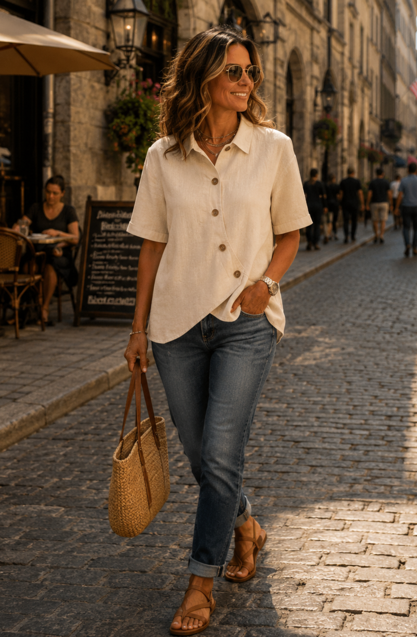 Elena™ The Asymmetric Button Blouse