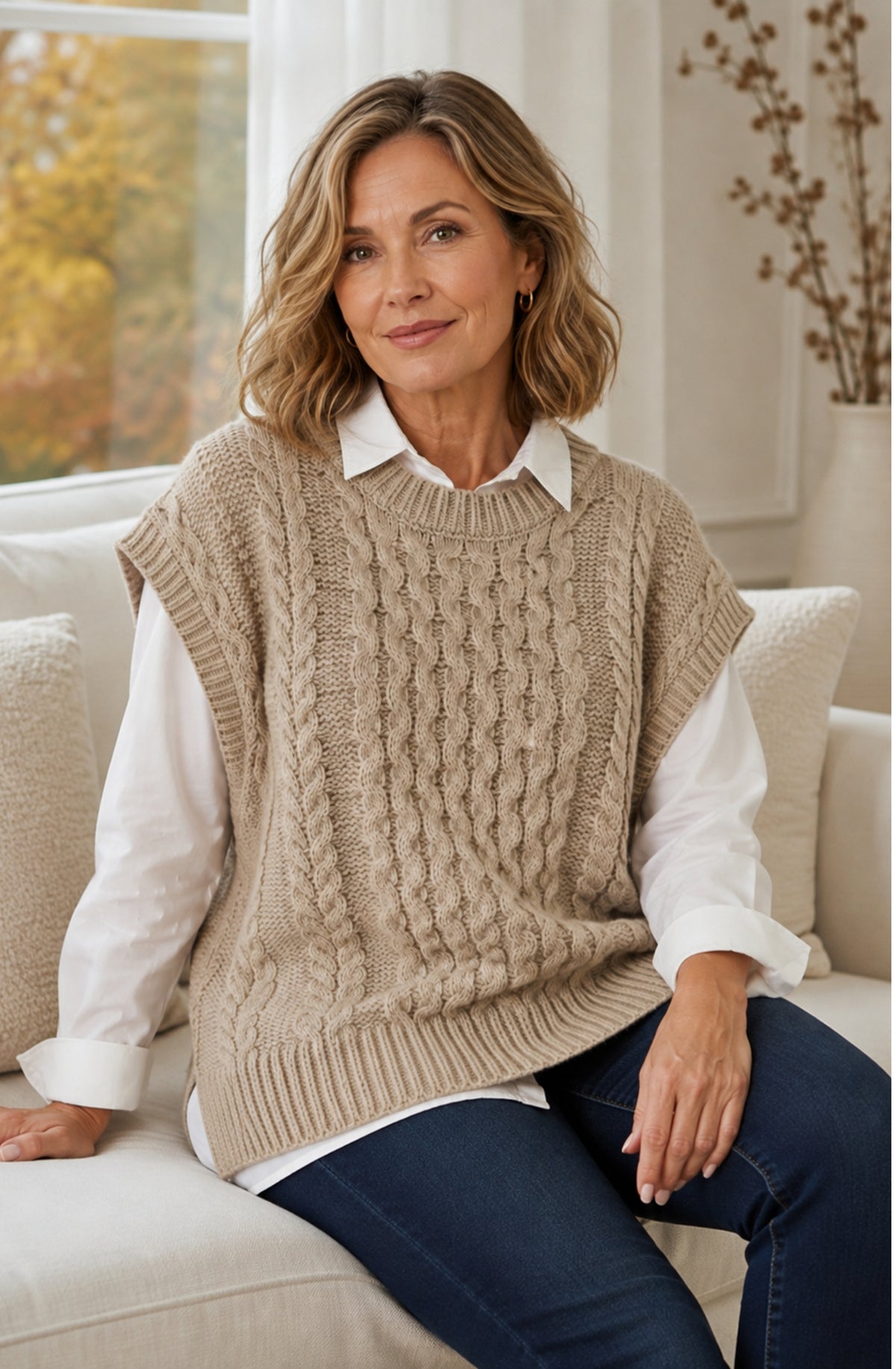 Camille™ Cable Knit Sweater Vest