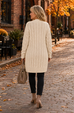 Cable-Knit Button Down Cardigan with Pockets