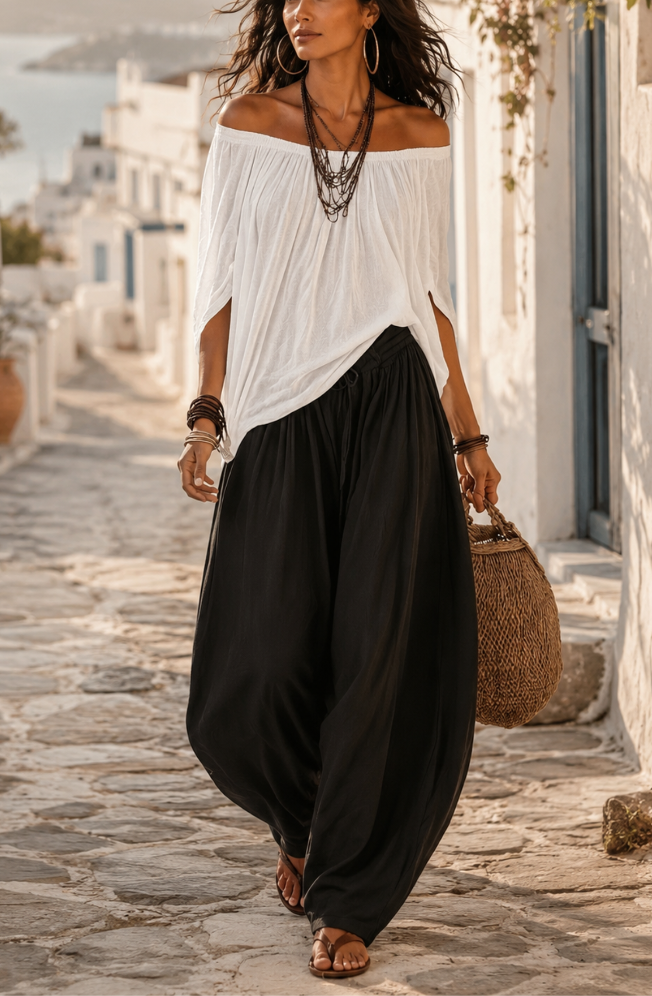 The Adèle Set Off-Shoulder Top & Lantern Pants