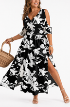 Selora™ | Breezy Print Cold-Shoulder Maxi Dress