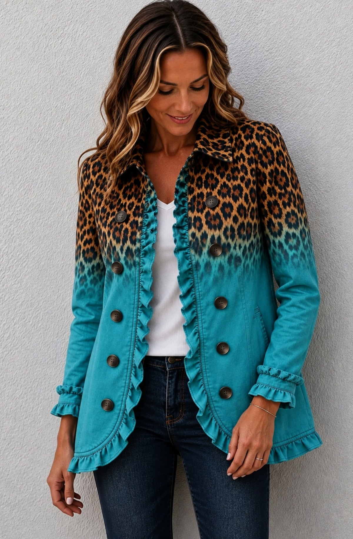 Savelle™ Leopard Ruffle Jacket