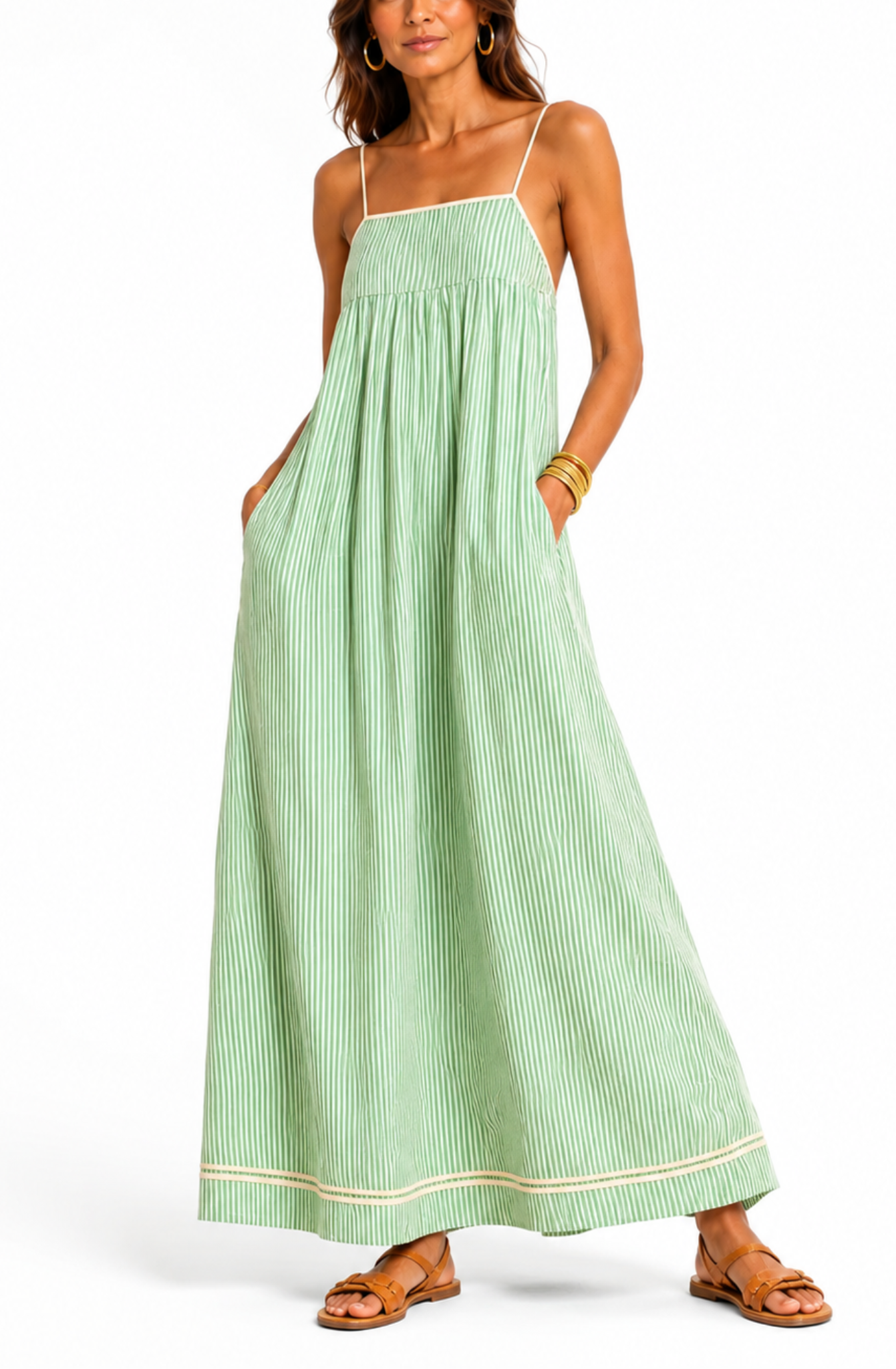 Lucia™ | Striped Strappy Maxi Dress