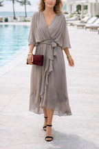 AuroraGrace™ | Elegant Chiffon V-Neck Dress