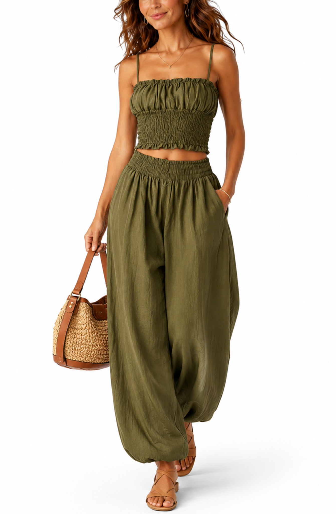Yara™ | Smocked Crop Top & Wide-Leg Set
