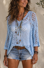 Luna™ | Crochet Open-Knit V-Neck Top