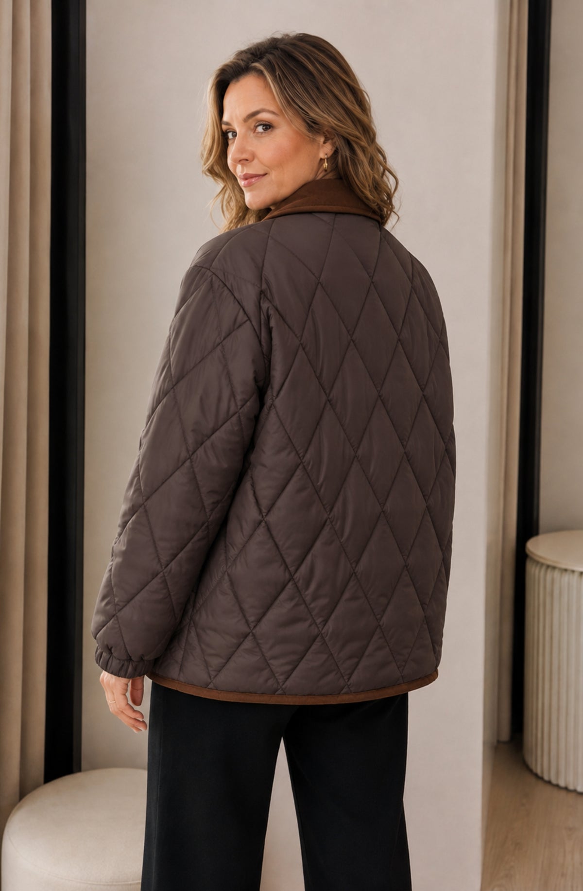 Elowen™ Quilted Corduroy Collar Jacket