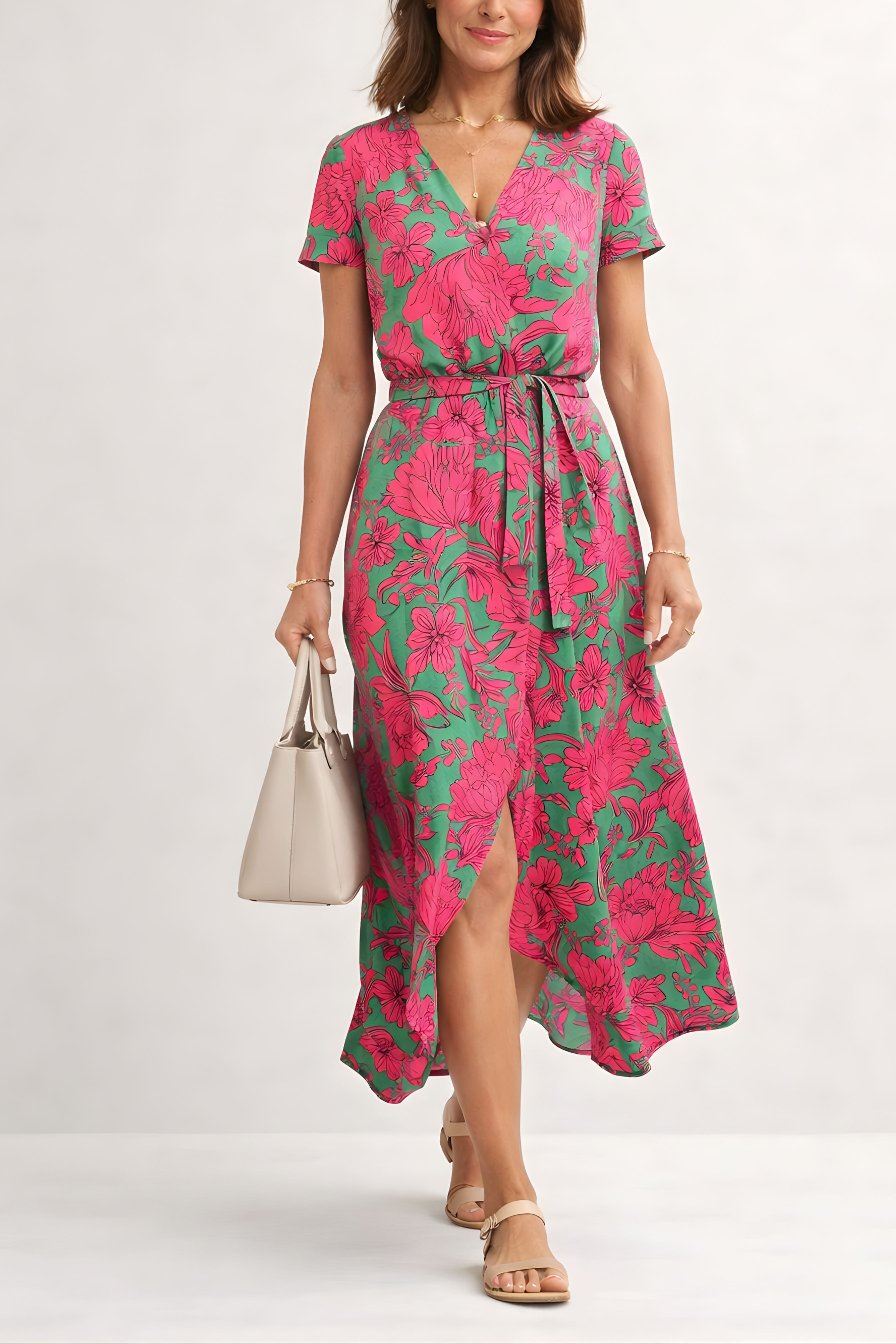 Victoria Grace™ | Sculpted V-Neck Elegance Dress