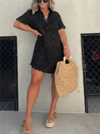 New Women's Washed Shirt Dress