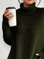 Turtleneck Dropped Shoulder Sweater