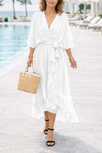 AuroraGrace™ | Elegant Chiffon V-Neck Dress