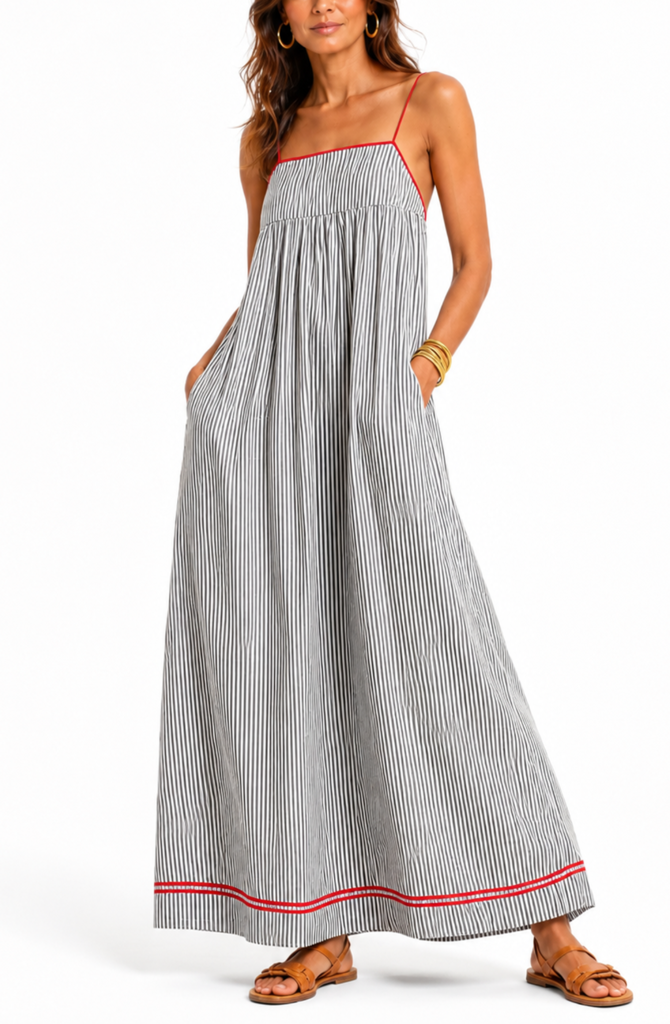 Lucia™ | Striped Strappy Maxi Dress