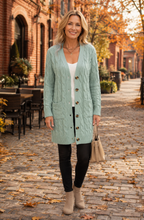 Cable-Knit Button Down Cardigan with Pockets