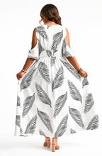 Selora™ | Breezy Print Cold-Shoulder Maxi Dress