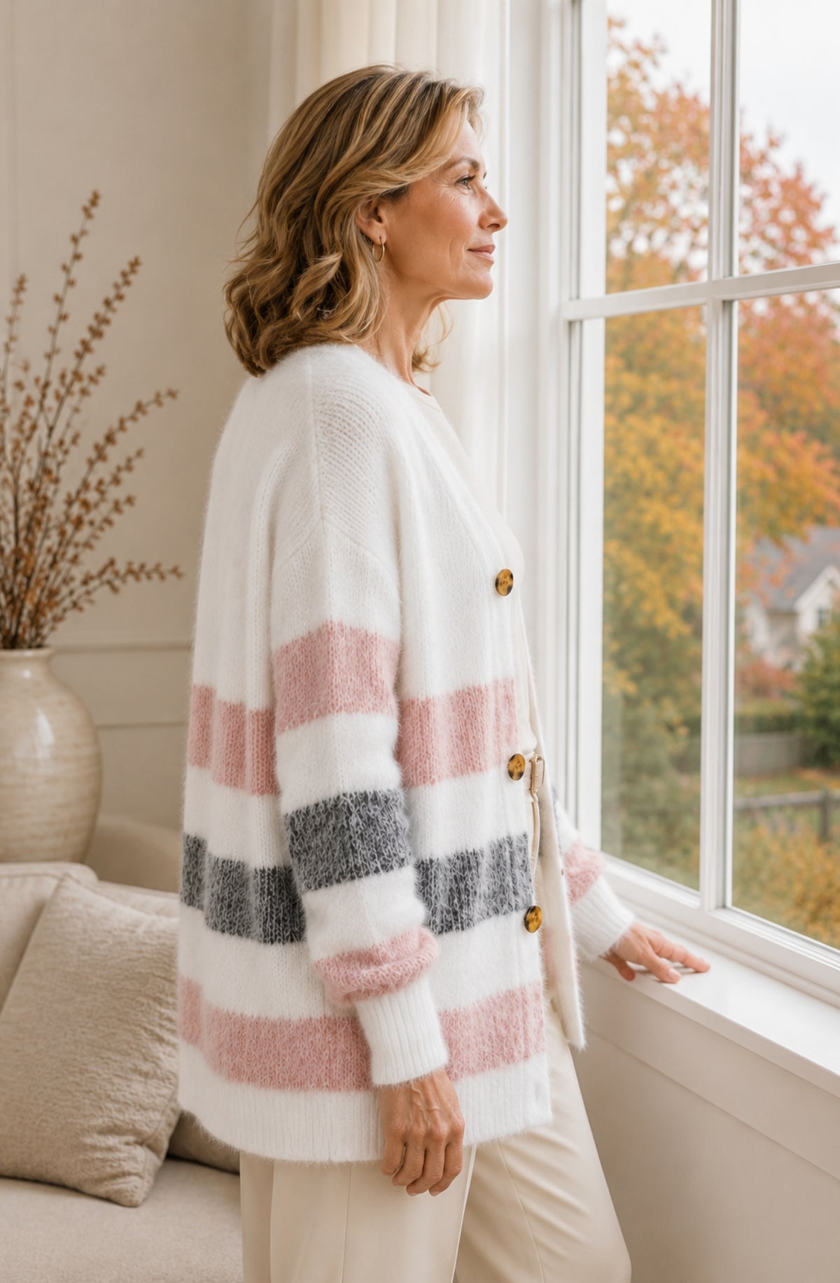 Aurélie™ Soft Stripe Knit Cardigan