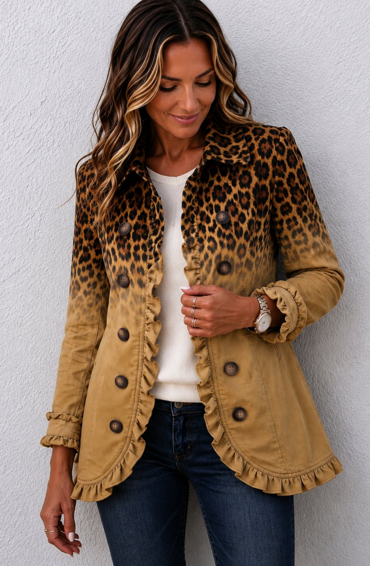 Savelle™ Leopard Ruffle Jacket