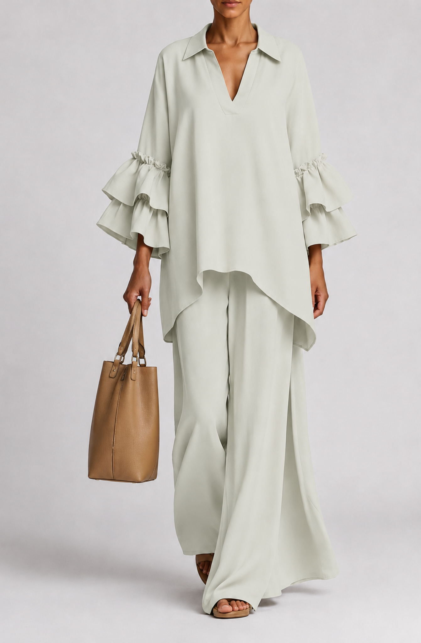 Celeste™ | Ruffle Sleeve Wide-Leg Set