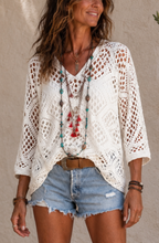 Luna™ | Crochet Open-Knit V-Neck Top