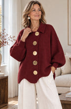Camille™ Gold-Button Collared Cardigan
