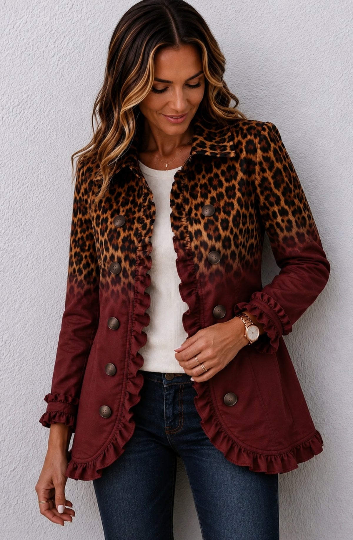 Savelle™ Leopard Ruffle Jacket