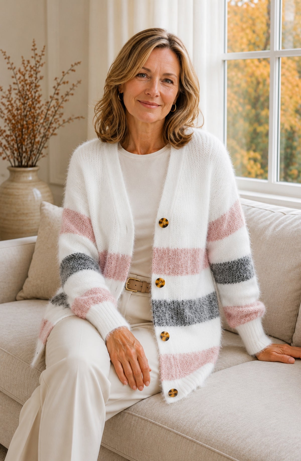 Aurélie™ Soft Stripe Knit Cardigan