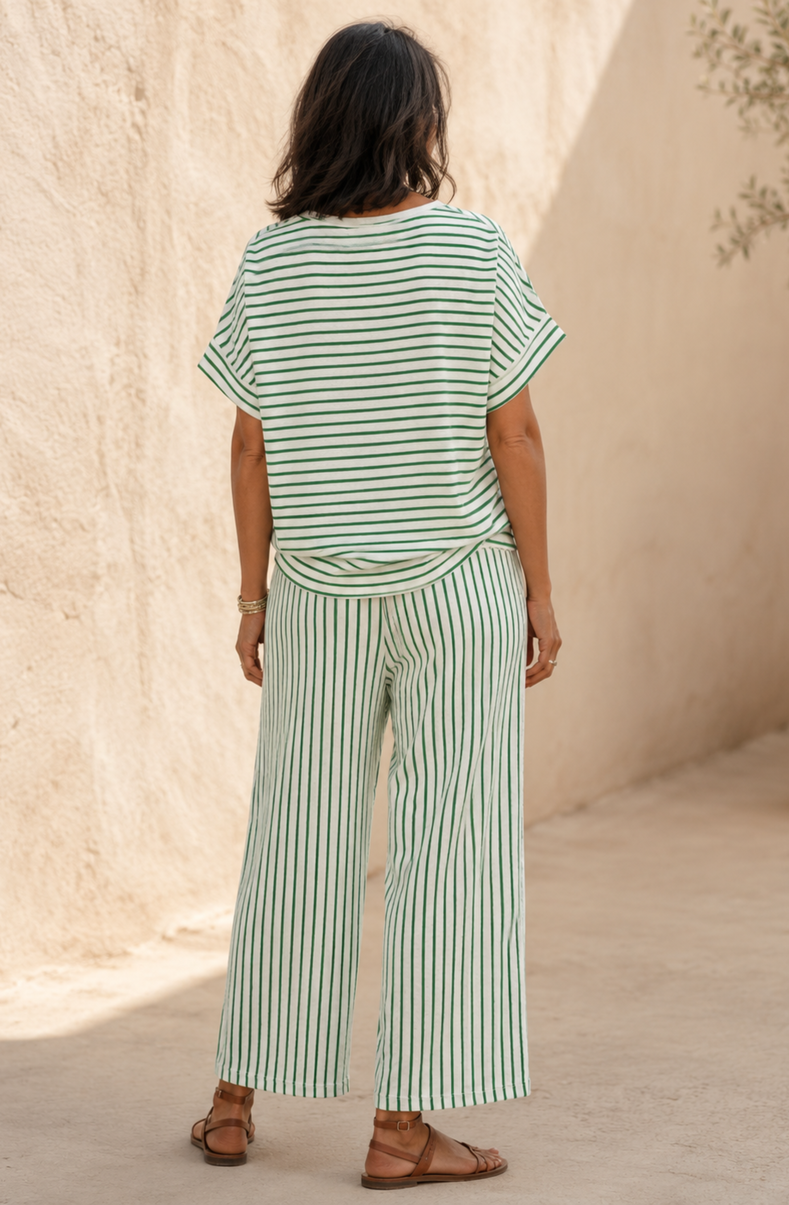 Valentina's™ |Stripe Batwing & Wide-Leg Set