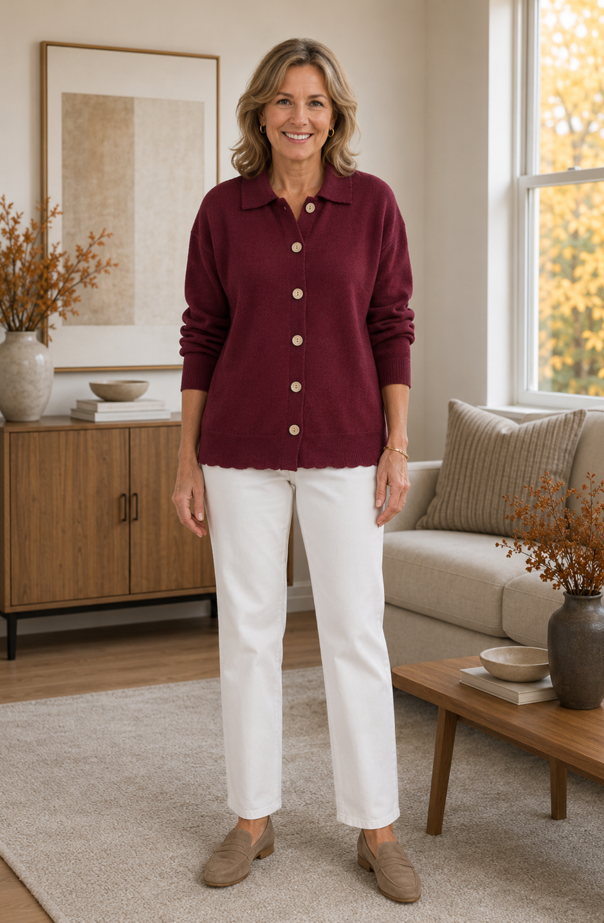 Élise™ Classic Collared Knit Cardigan