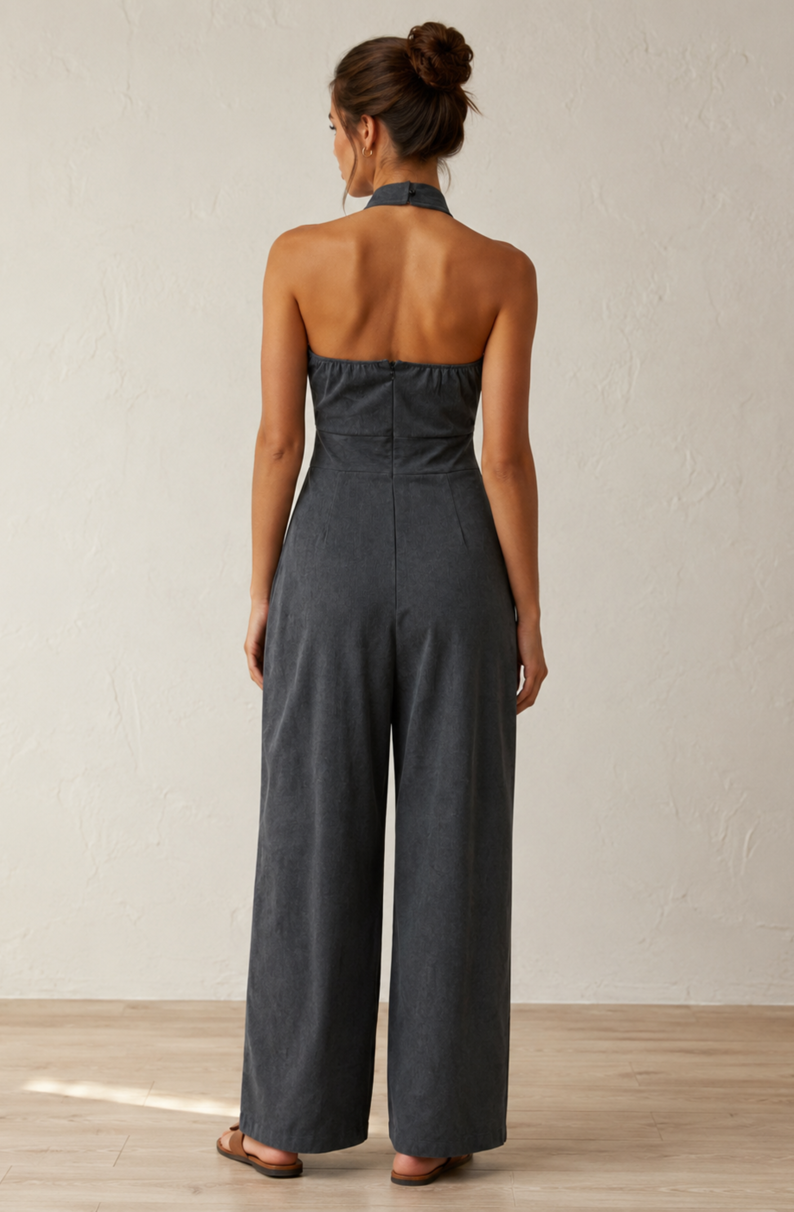 Valentina's™ | Cross-Halter Wide-Leg Jumpsuit