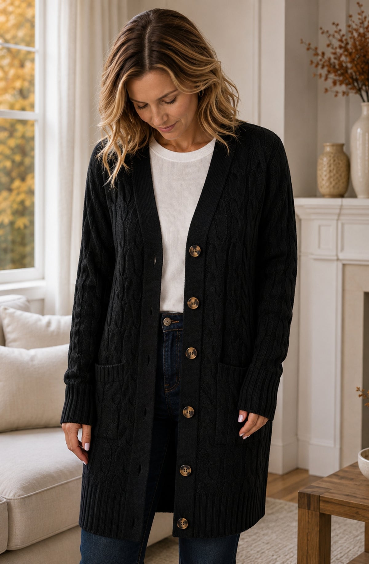 Charlotte™ Cable Knit Long Cardigan