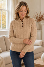 Aveline™ Cable-Knit Button Collar Sweater