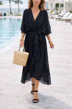 AuroraGrace™ | Elegant Chiffon V-Neck Dress