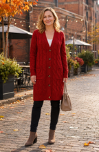 Cable-Knit Button Down Cardigan with Pockets