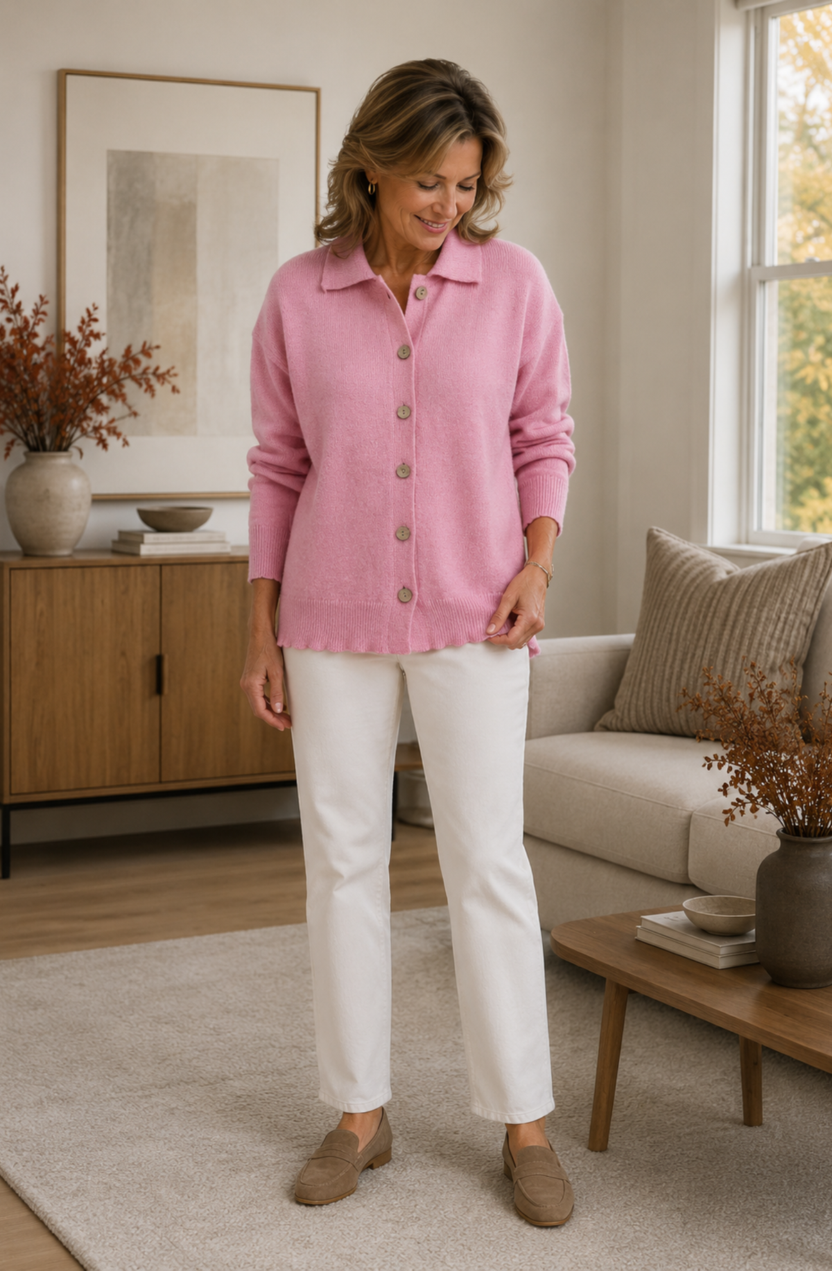 Élise™ Classic Collared Knit Cardigan