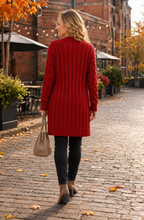 Cable-Knit Button Down Cardigan with Pockets