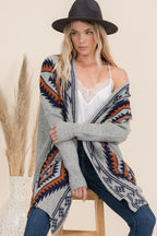 Aztec Pattern Knit Duster Cardigan for Women