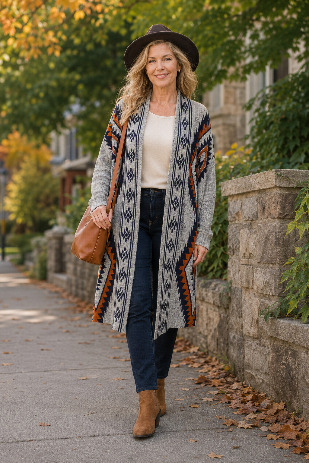 Aspen™ Tribal Knit Long Cardigan