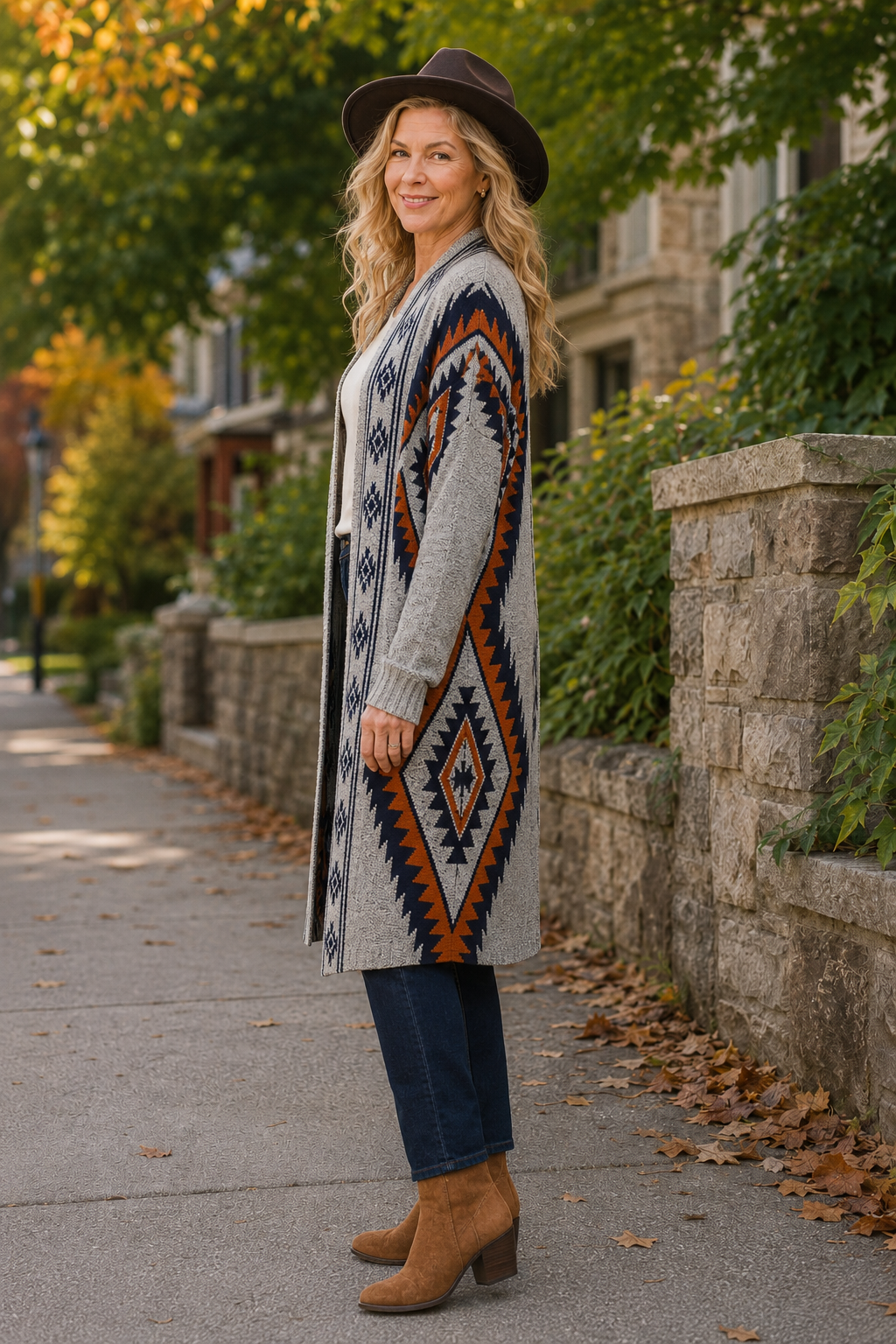 Aspen™ Tribal Knit Long Cardigan