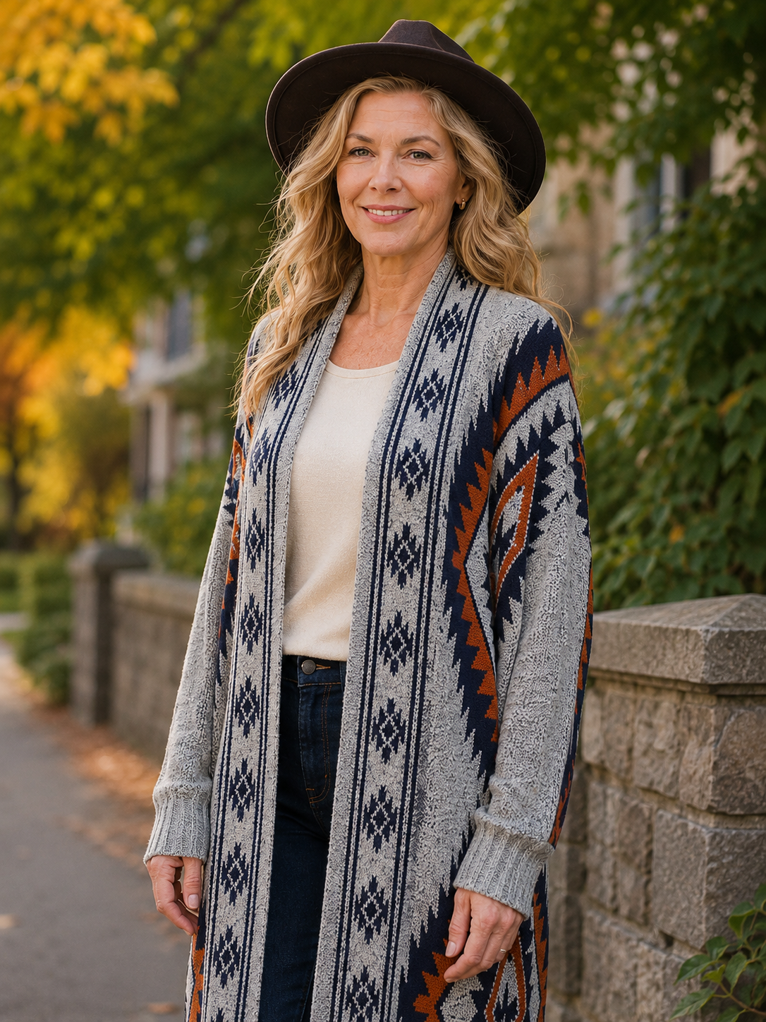 Aspen™ Tribal Knit Long Cardigan