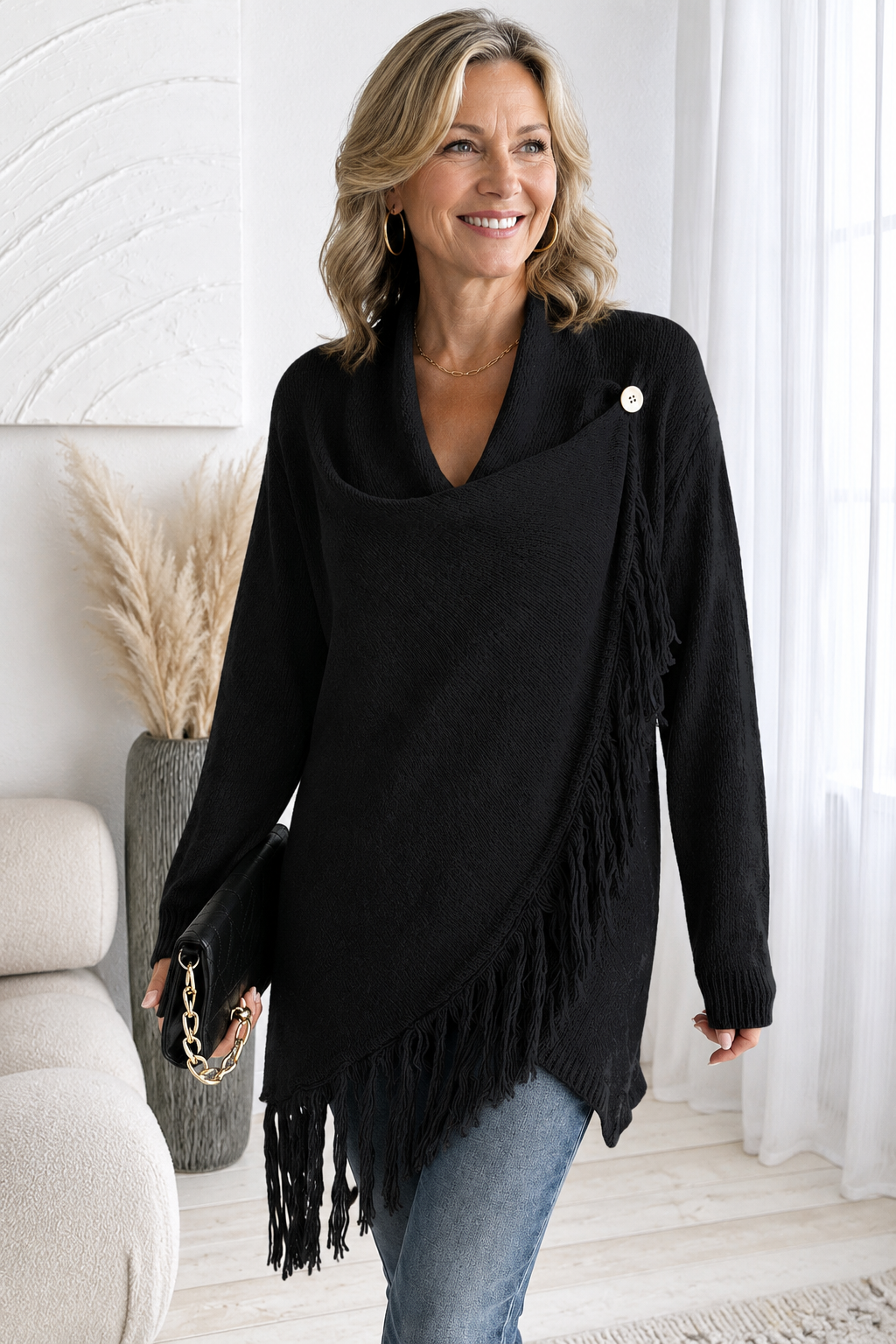 Sienna™ Fringe Wrap Knit Sweater
