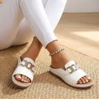 MapleLuxe™ | Gold Buckle Comfort Sandals