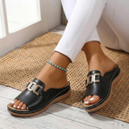 MapleLuxe™ | Gold Buckle Comfort Sandals