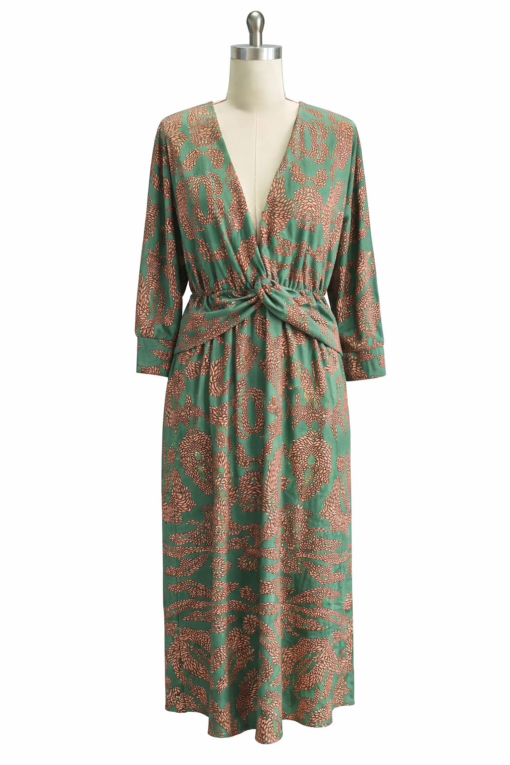 AuroraBelle™ | Elegant V-Neck Midi Dress