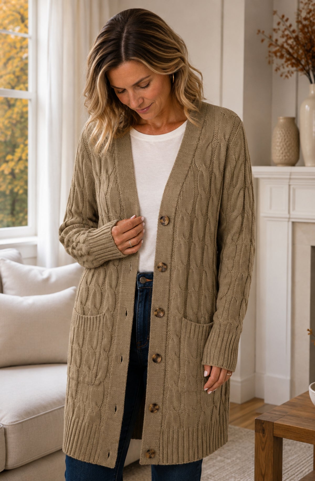 Charlotte™ Cable Knit Long Cardigan