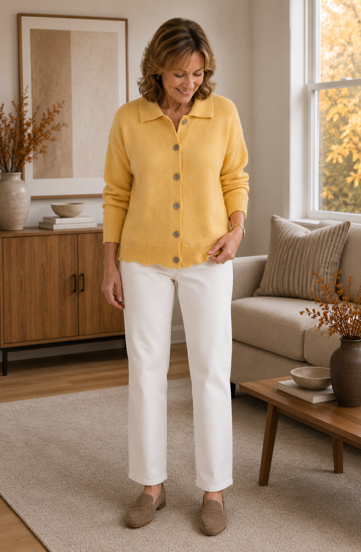 Élise™ Classic Collared Knit Cardigan