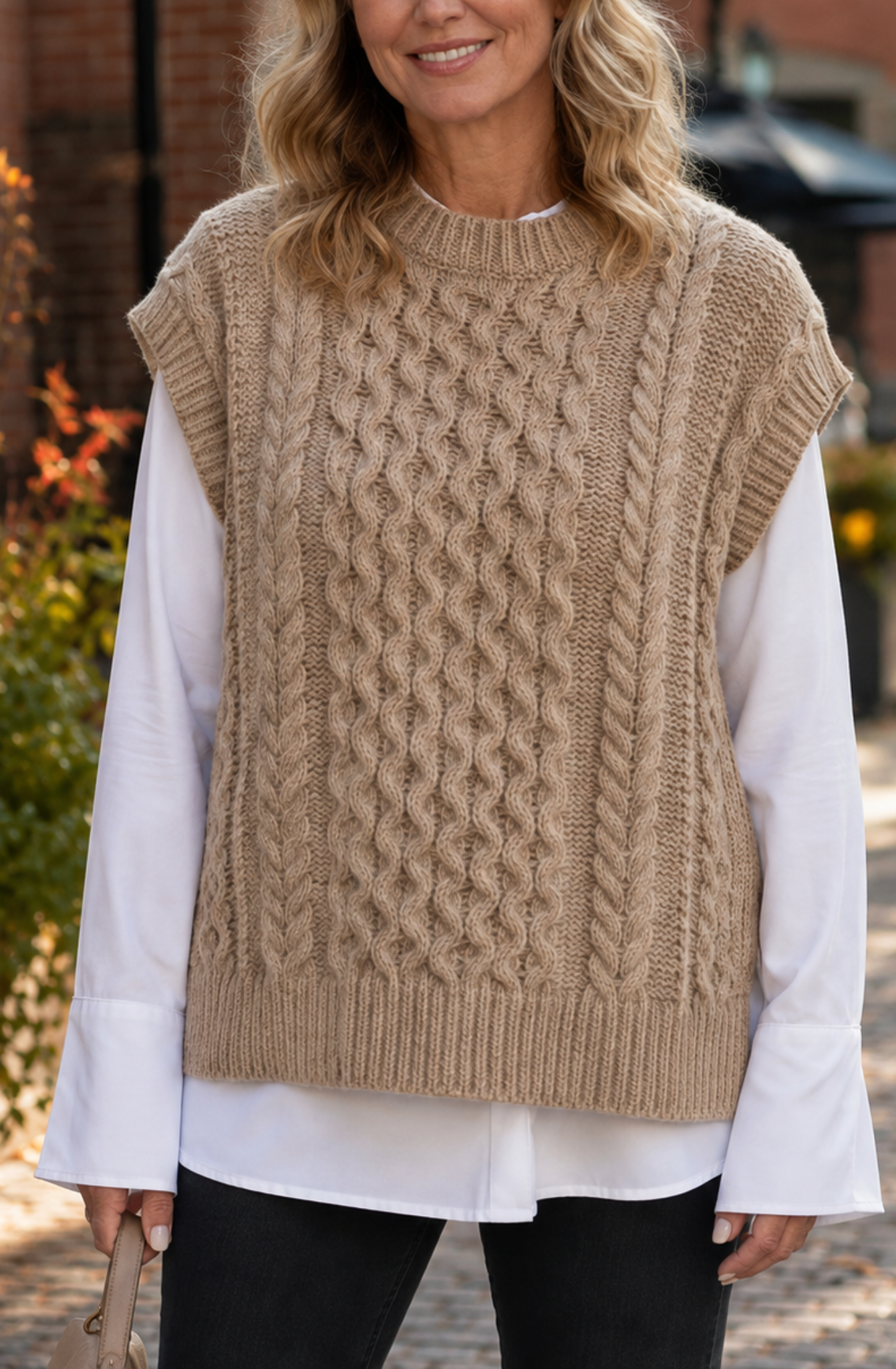 Camille™ | Cable Knit Sweater Vest