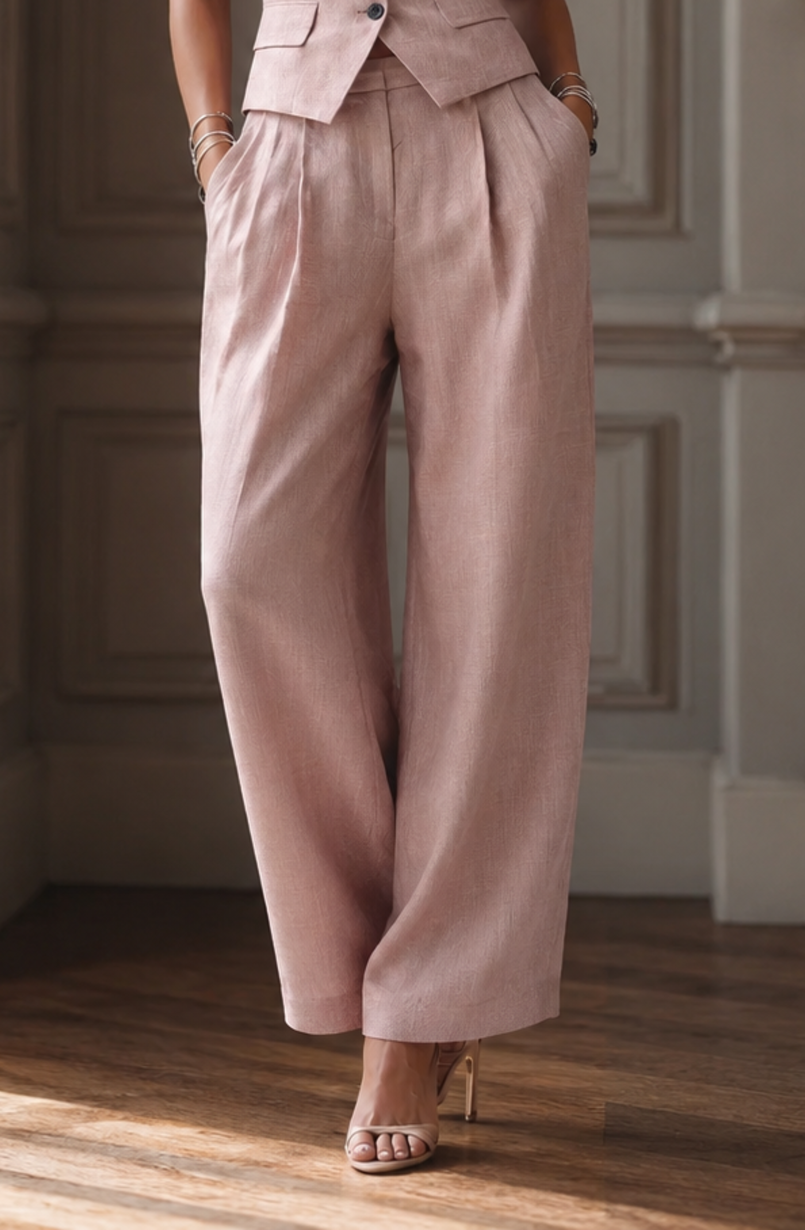 Valentina's™ | Tailored Vest & Wide-Leg Trouser Set