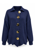 Camille™ Gold-Button Collared Cardigan