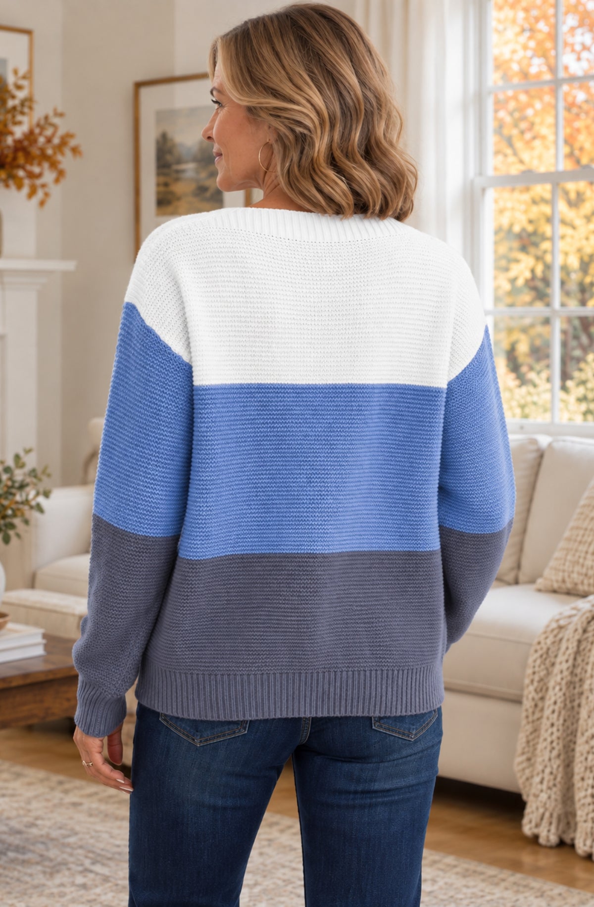 Elara™ Colour-Block Knit Sweater